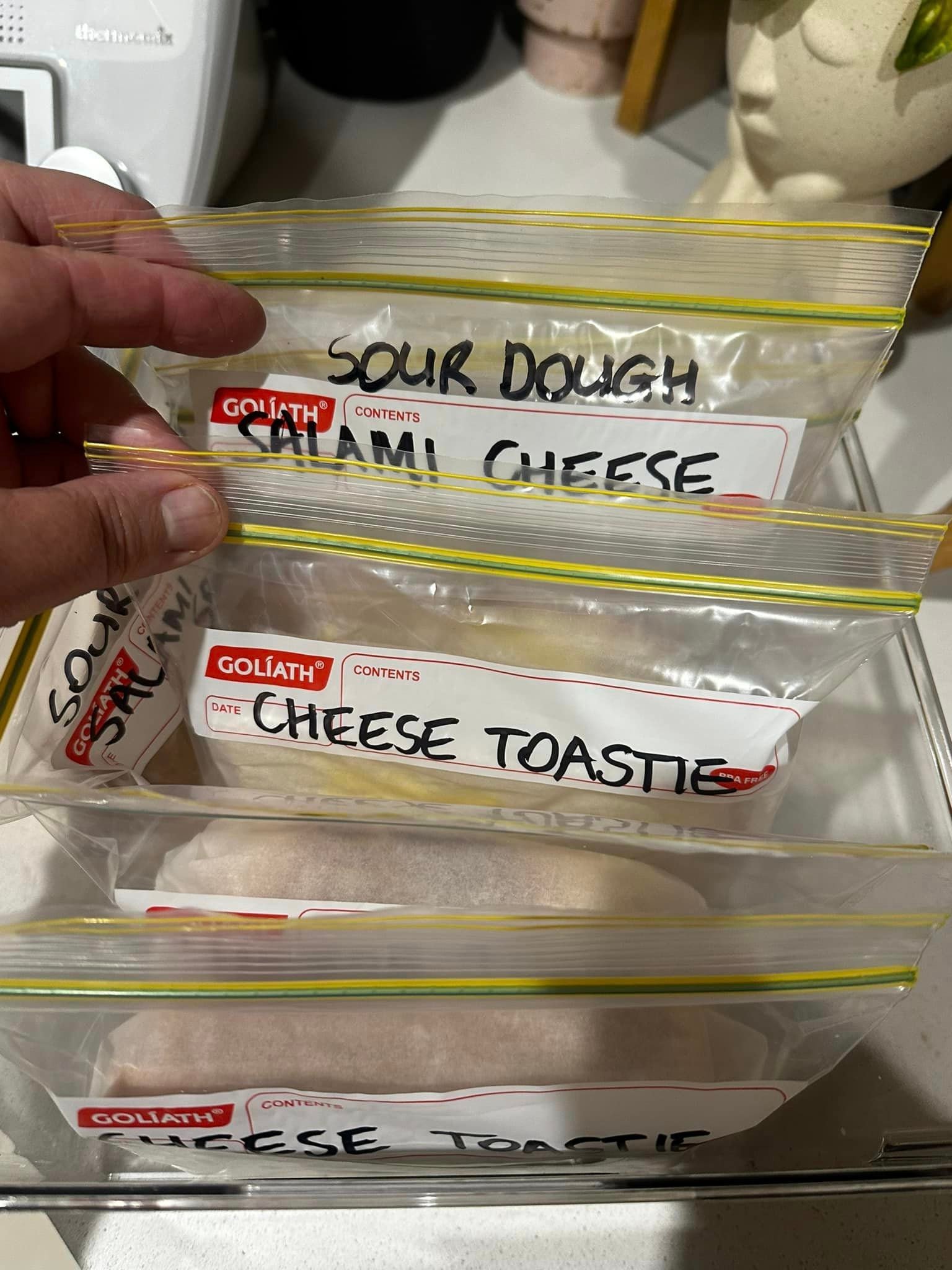 Bag of ingredients & recipe for a cheese toastie