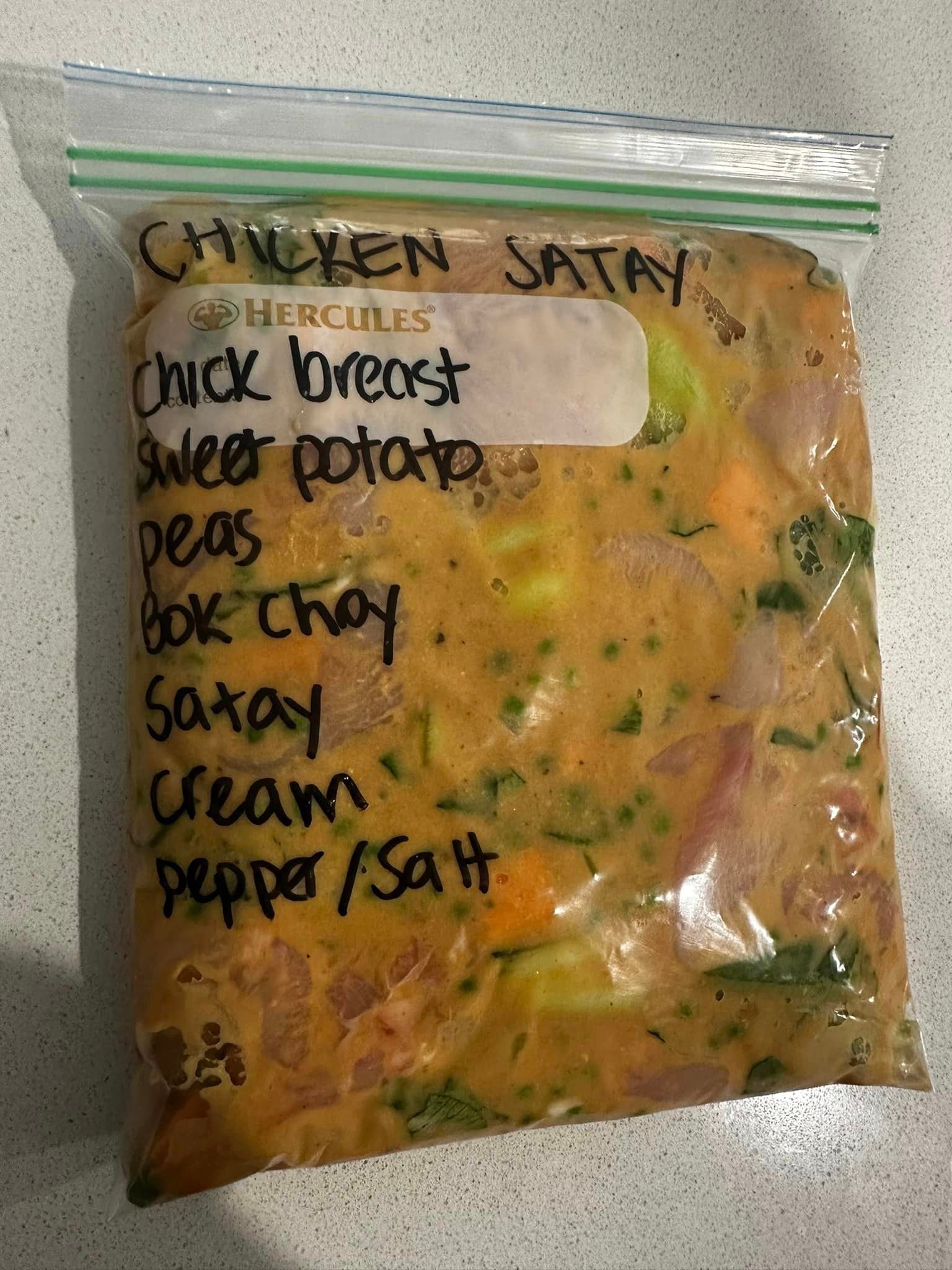 Chicken Satay with Vegetables Bag of ingredients Recipe