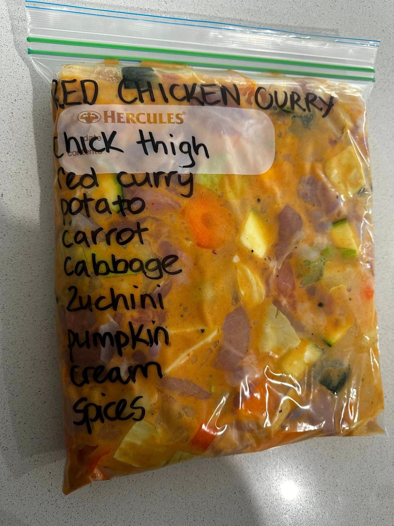 Red Chicken Curry Bag of ingredients Recipe