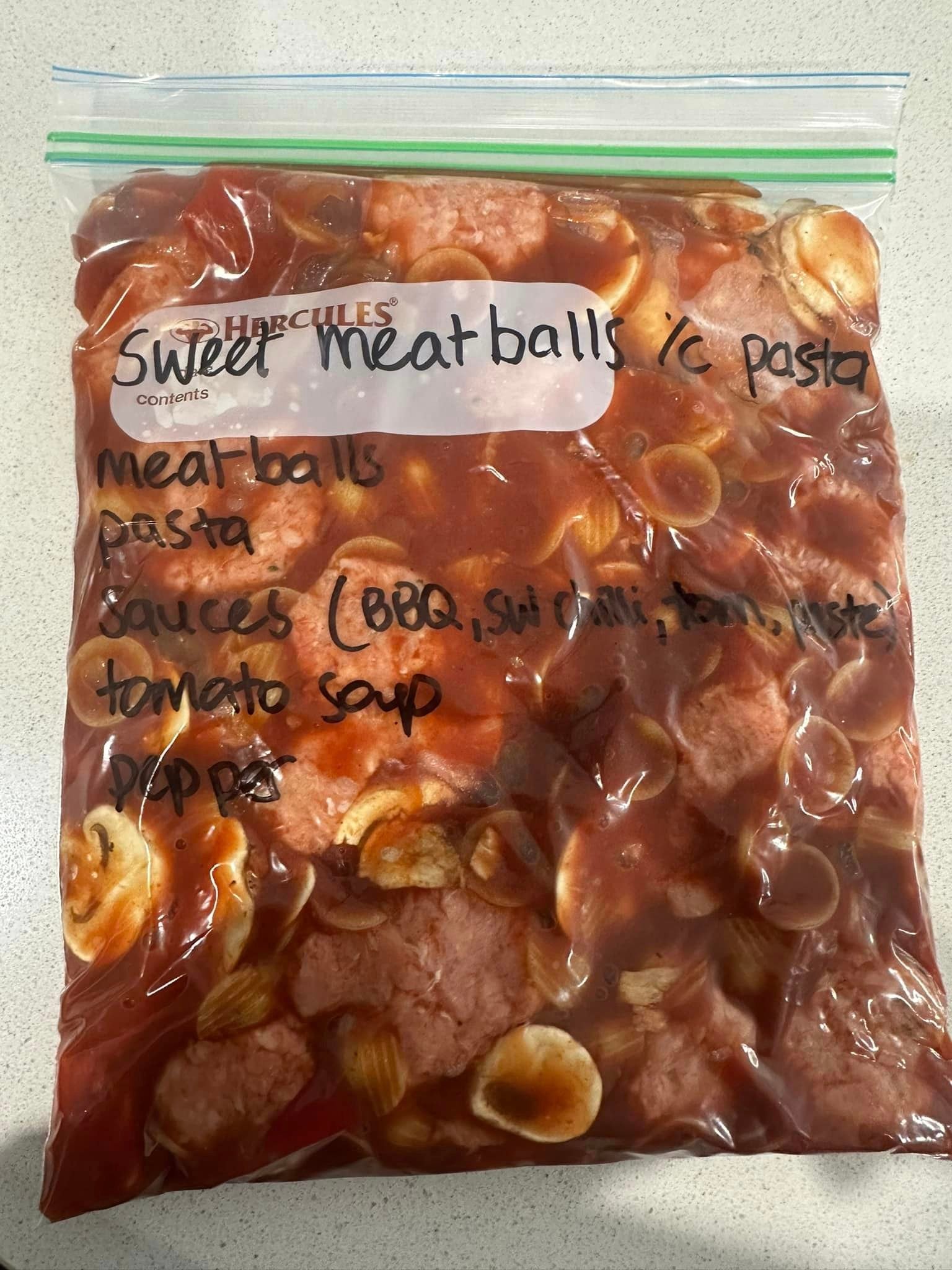 Sweet Meatballs & Pasta by Hercules ingredients Recipe