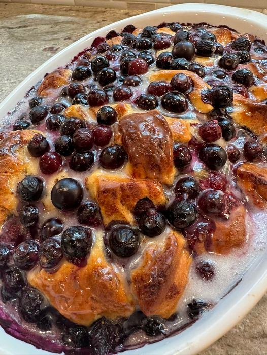 Blueberry Cinnamon Roll Casserole